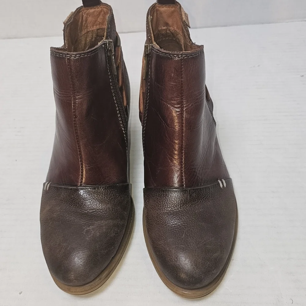 Pikolinos Leather Ankle Boots EU 36 / US 6 – Brown Two-Tone Western Boho Booties - Picture 1 of 11